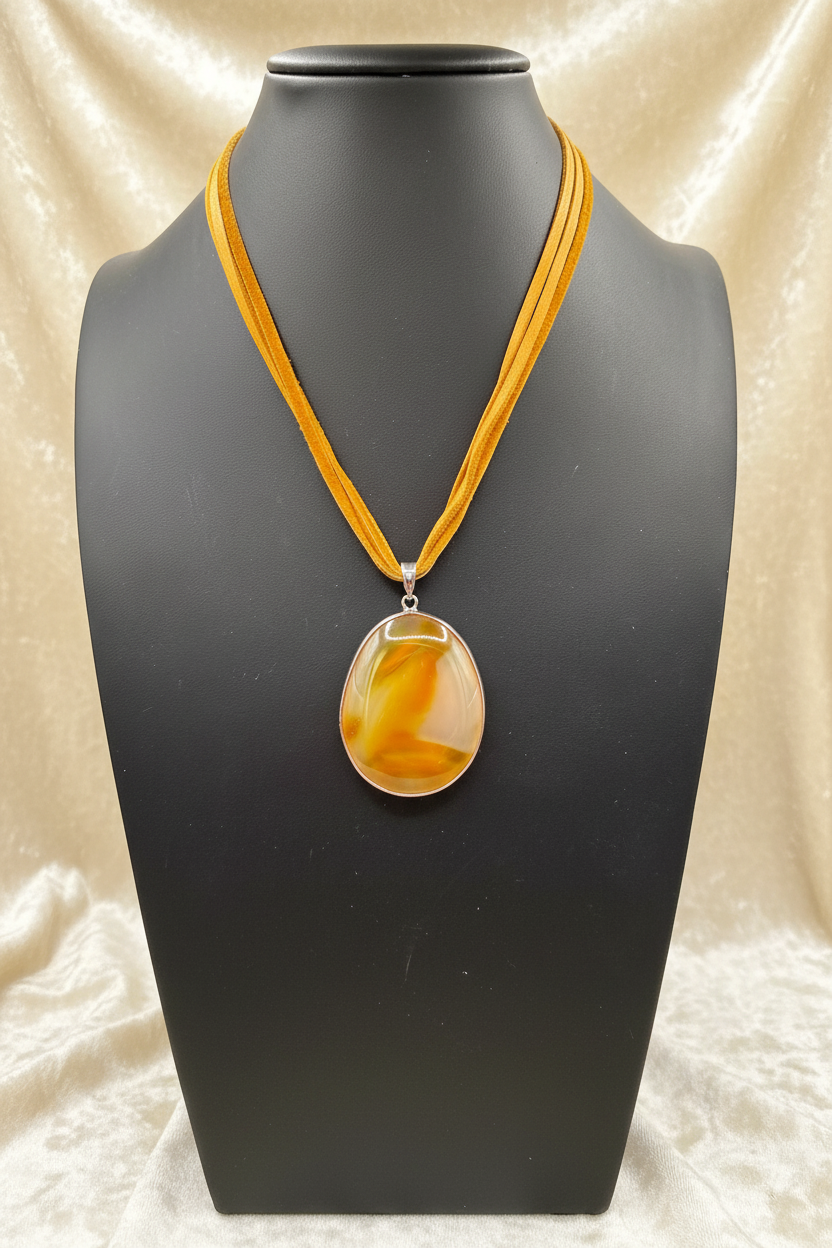 Golden Hour Agate Pendant Necklace