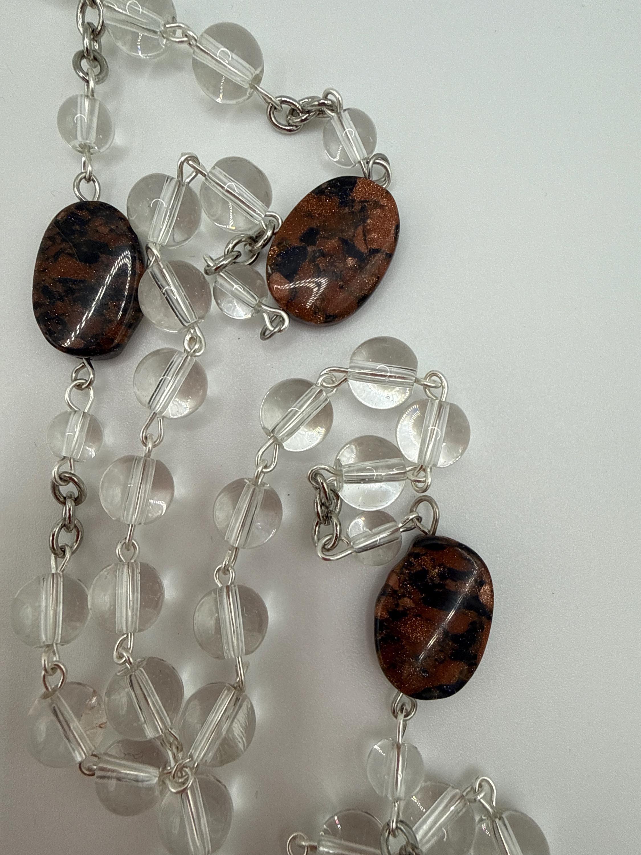 Clear Glass Rosary Featuring Sandstone Accent Bead