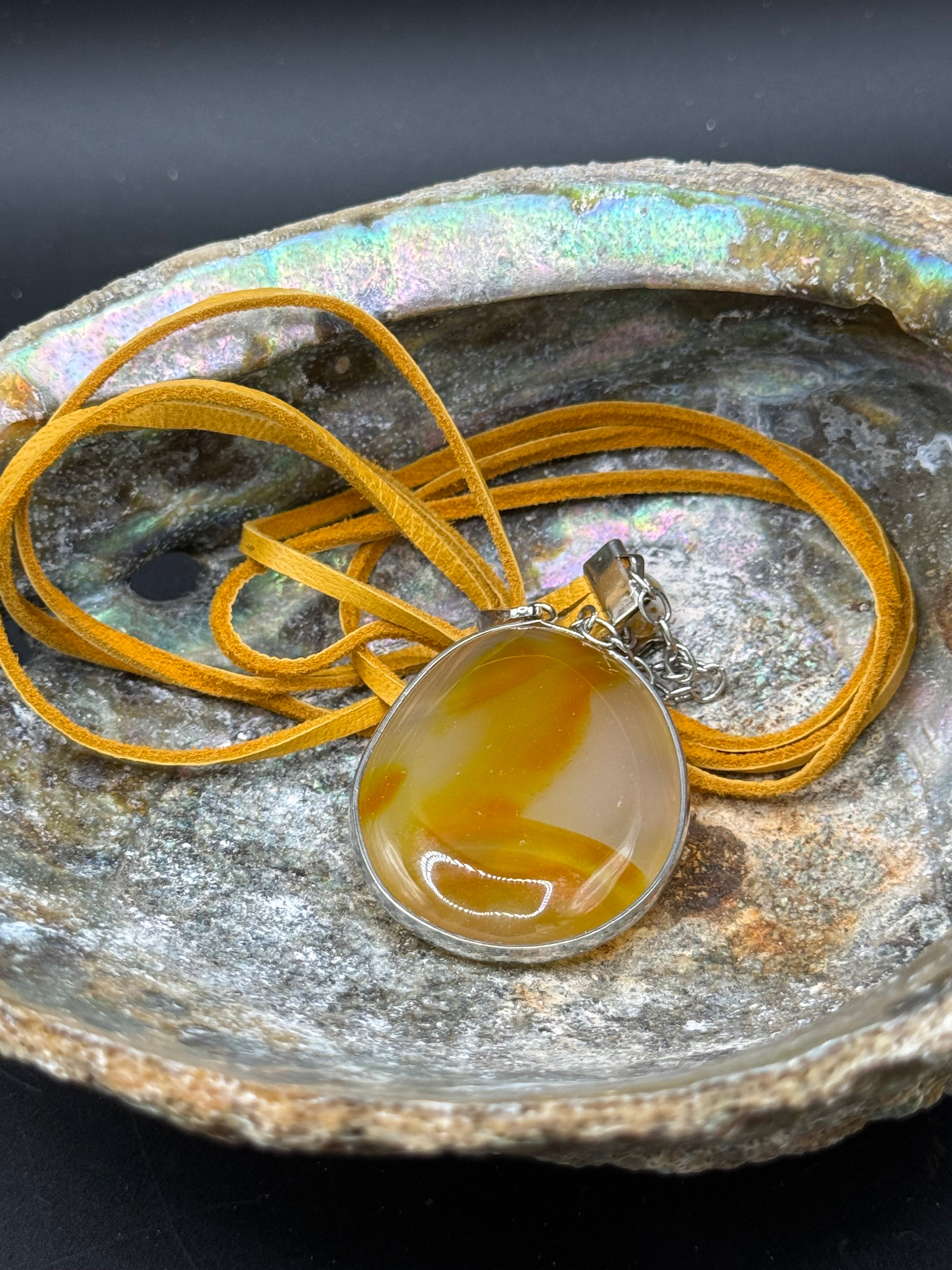 Golden Hour Agate Pendant Necklace