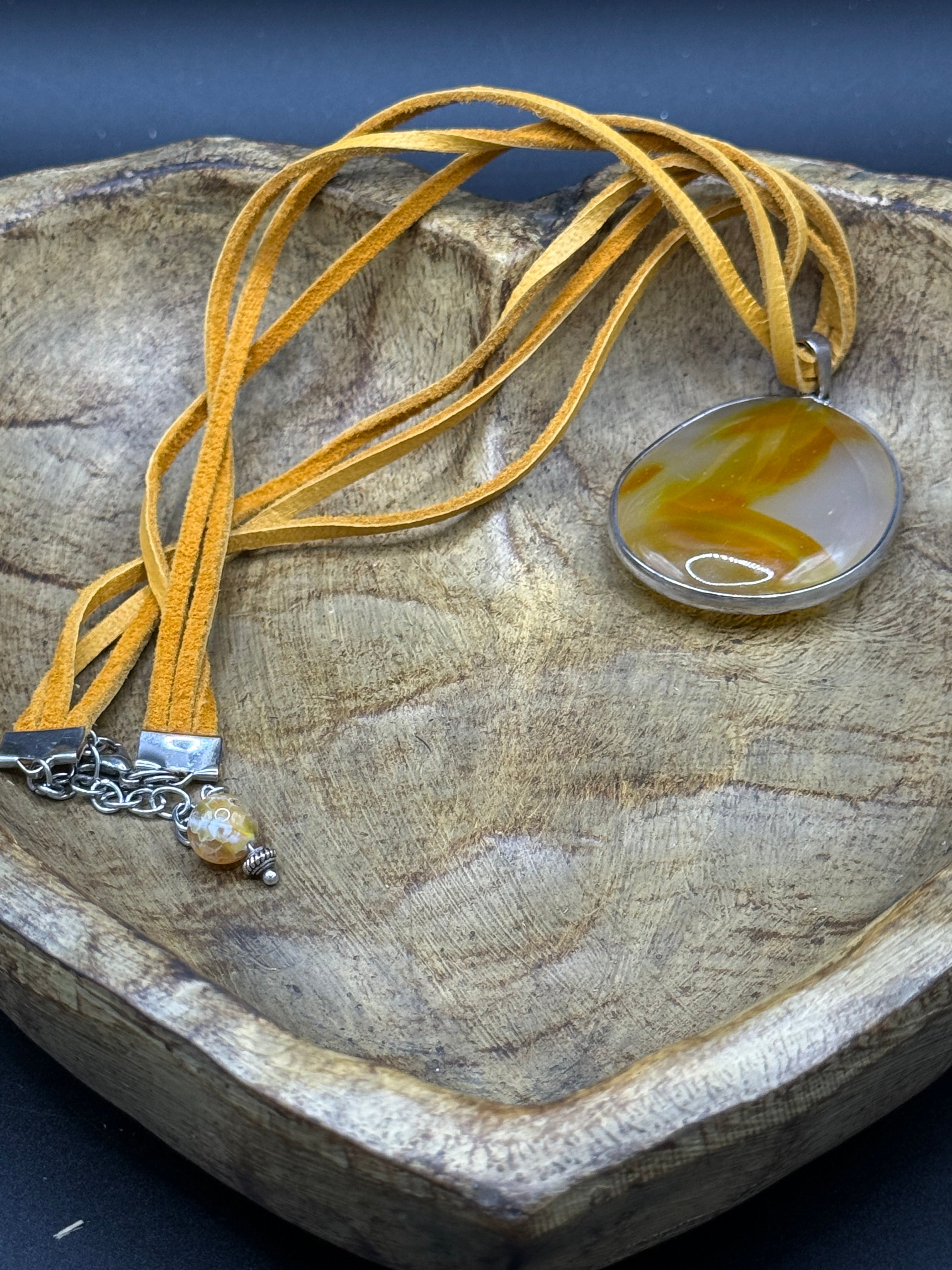 Golden Hour Agate Pendant Necklace