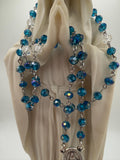 Blue Crystal Rosary with INR Crucifix and Rosary Tracker