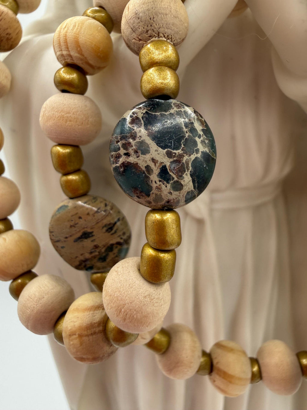 Handmade Green Bead Rosary with Wood & Silver Crucifix – Catholic Prayer Rosary