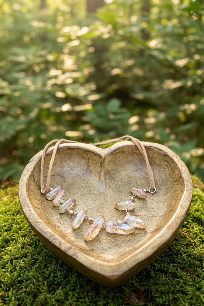 Raw, Iridescent and Effortlessly Boho-Champagne Quartz Necklace