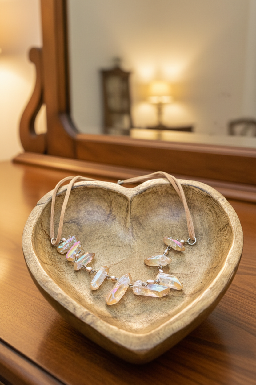 Raw, Iridescent and Effortlessly Boho-Champagne Quartz Necklace