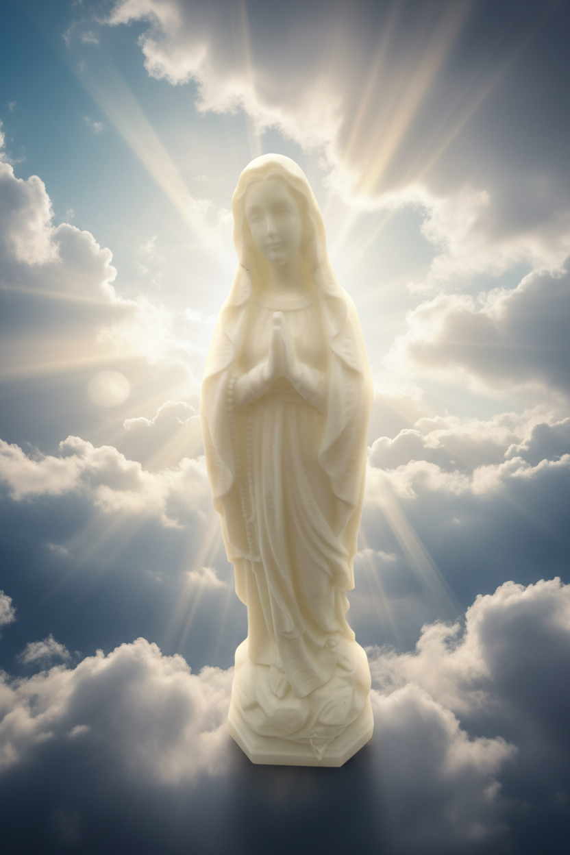 3D Printed Virgin Mary Statue – PLA Catholic Home Decor – Praying Our Lady Figurine – Religious Gift
