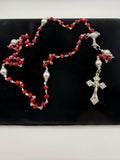 Deep Red Crystal First Communion Rosary – Chalice Centerpiece, Pardon Crucifix