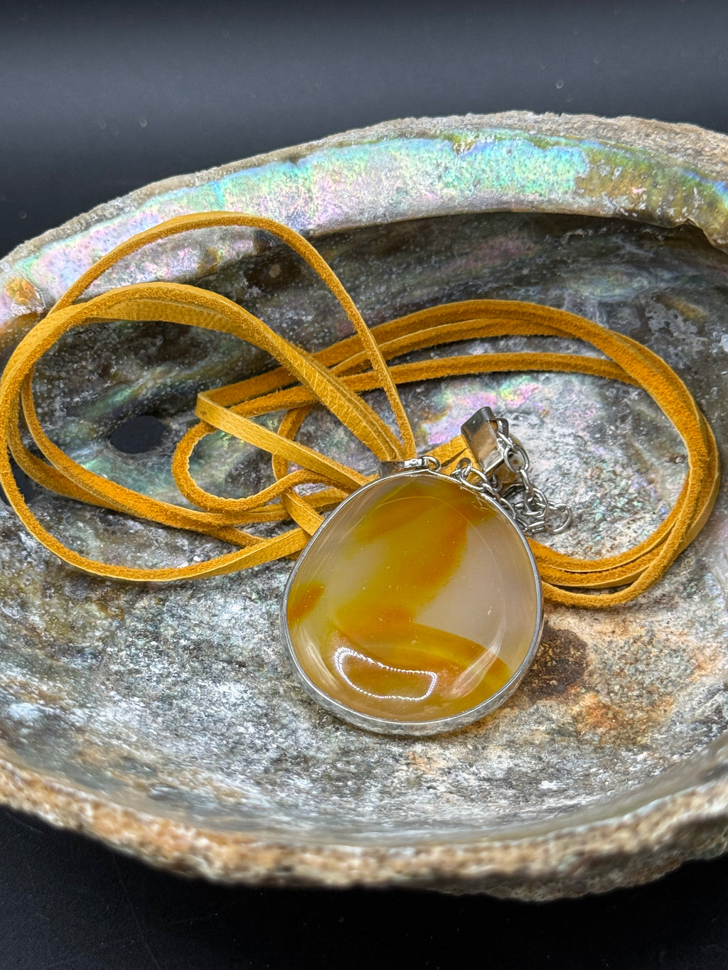 Golden Hour Agate Pendant Necklace