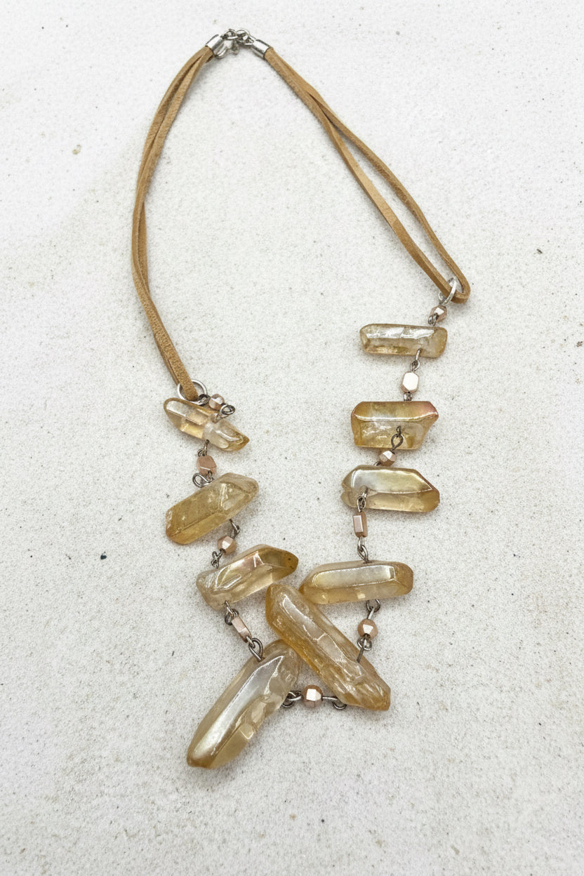 Raw, Iridescent and Effortlessly Boho-Champagne Quartz Necklace