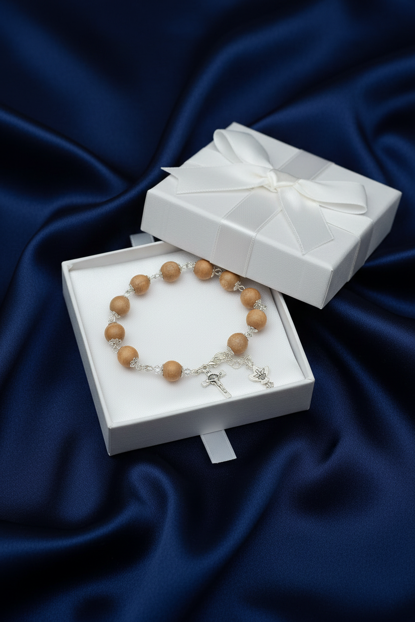 Gemstone Rosary Bracelet • Catholic Decade Prayer Bracelet • Holy Spirit Dove & Crucifix Charm