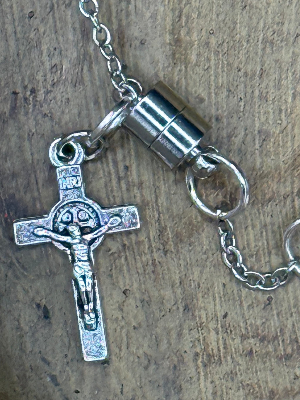 Handmade Catholic Rosary Bracelet, Gemstone Beaded One Decade Rosary, Religious Protection Jewelry with Crucifix Charm, Magnetic Clasp, First Communion Gift