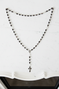 The Heirloom Wall Rosary – 38-Inch Vintage Black Marble Jasper & Clear Quartz