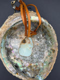 Natural Amazonite Stone Slice Pendant Necklace | Genuine Green Gemstone on Brown Leather Cord | Boho Chic Jewelry | Earthy Handmade Gift for