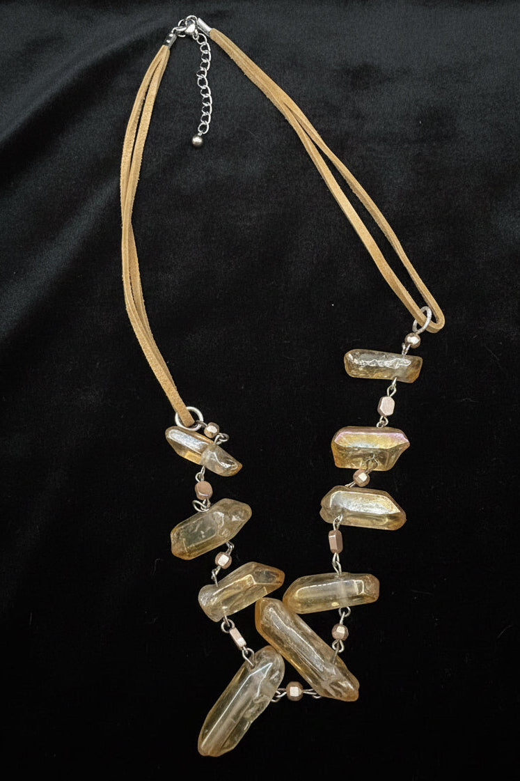 Raw, Iridescent and Effortlessly Boho-Champagne Quartz Necklace