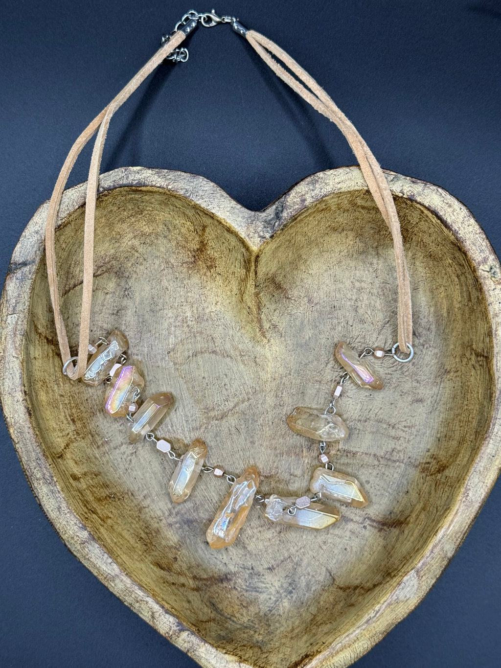 Raw, Iridescent and Effortlessly Boho-Champagne Quartz Necklace