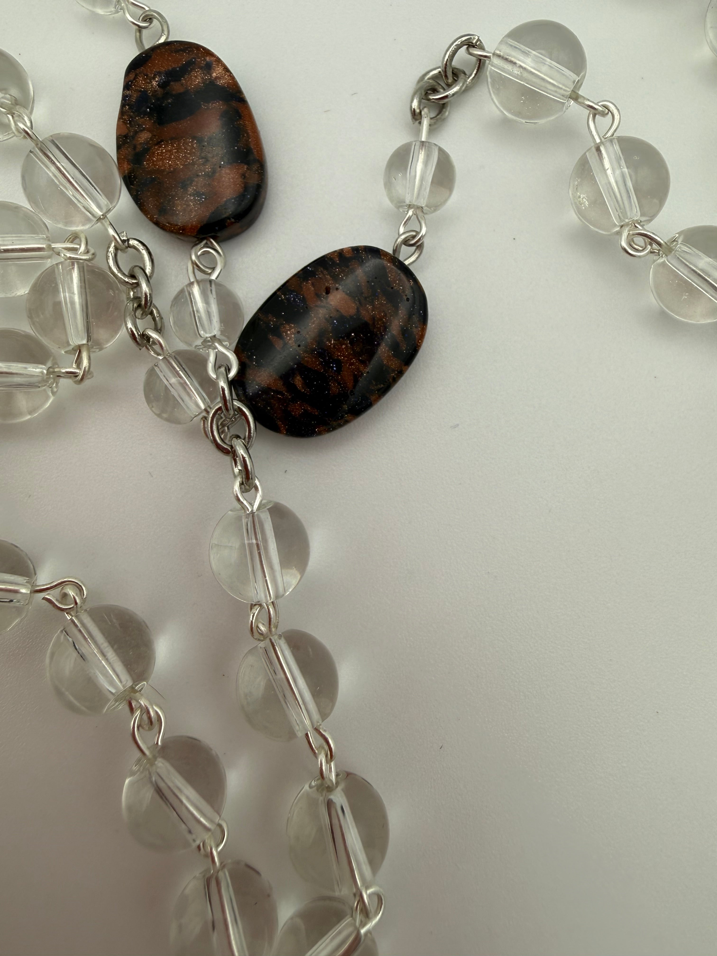 Clear Glass Rosary Featuring Sandstone Accent Bead