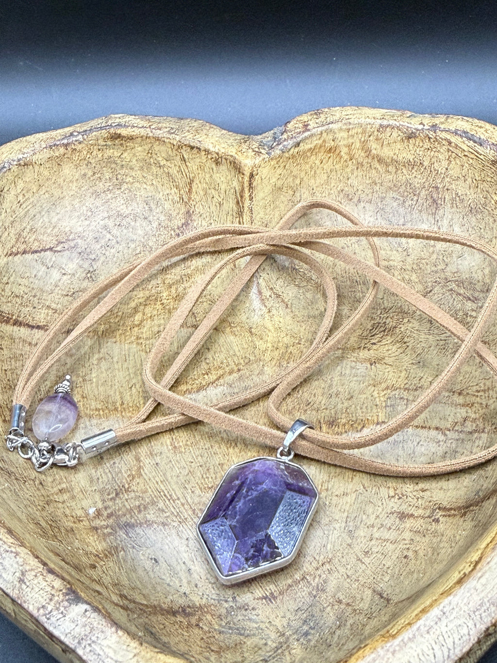 Raw Amethyst Crystal Pendant Necklace | Boho Multi-Strand Cord