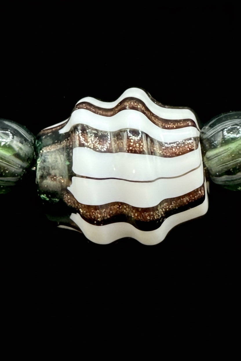 Vintage Monochrome Art Glass Statement Necklace | Black & White Striped Beaded Choker