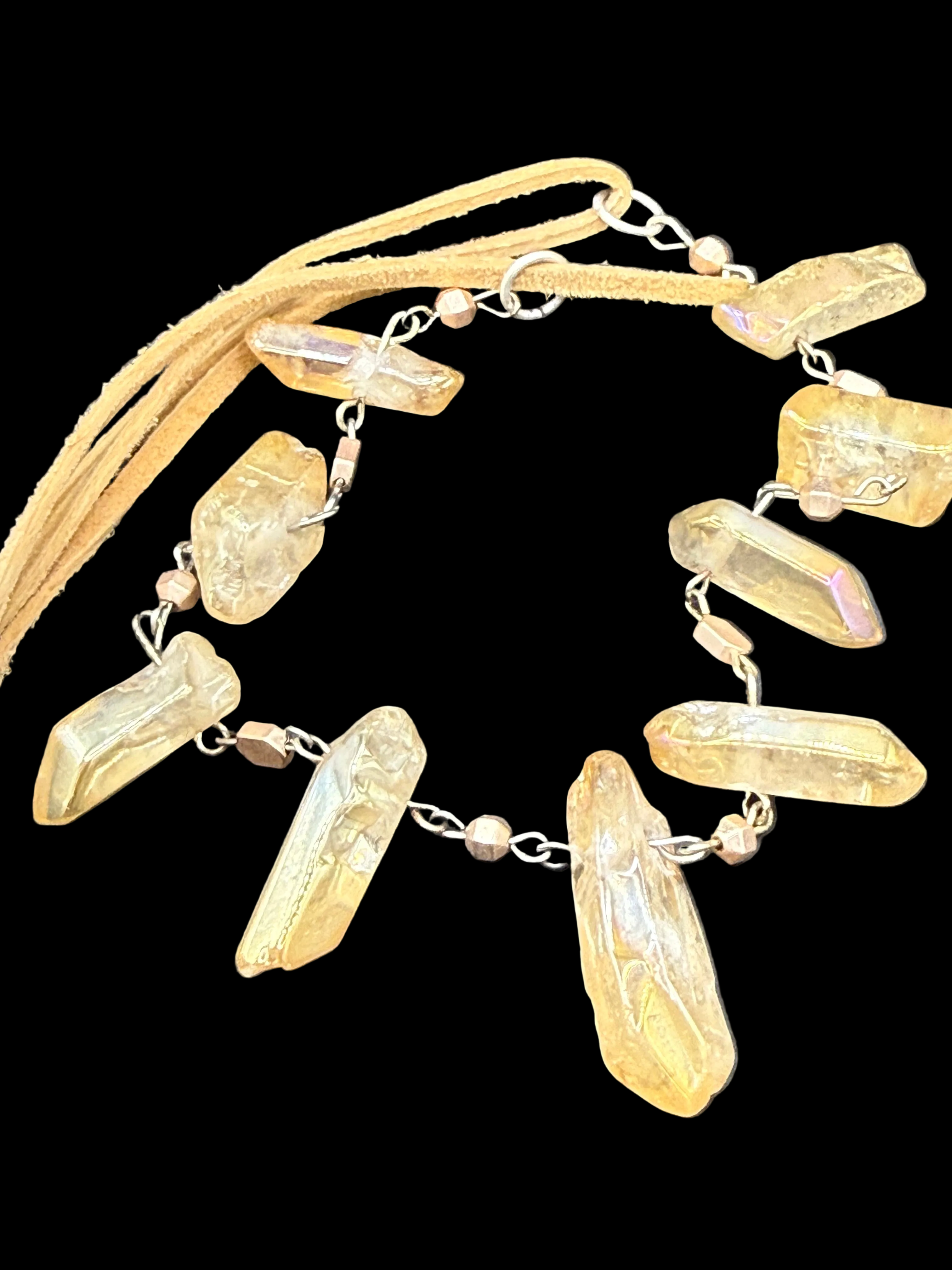 Raw, Iridescent and Effortlessly Boho-Champagne Quartz Necklace