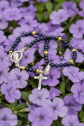 Gemstone Rosary Bracelet • Catholic Decade Prayer Bracelet • Mother Mary & Crucifix Charm - Magnetic Clasp