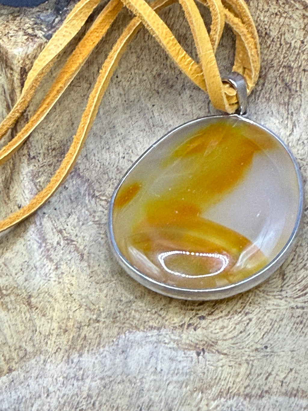 Golden Hour Agate Pendant Necklace
