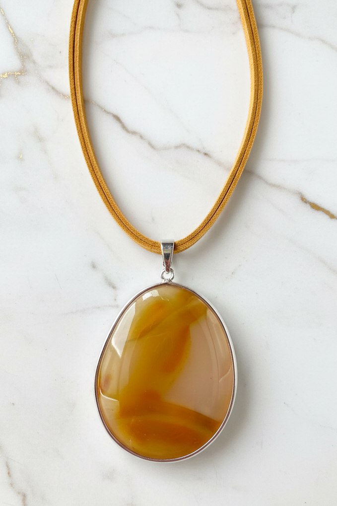 Golden Hour Agate Pendant Necklace