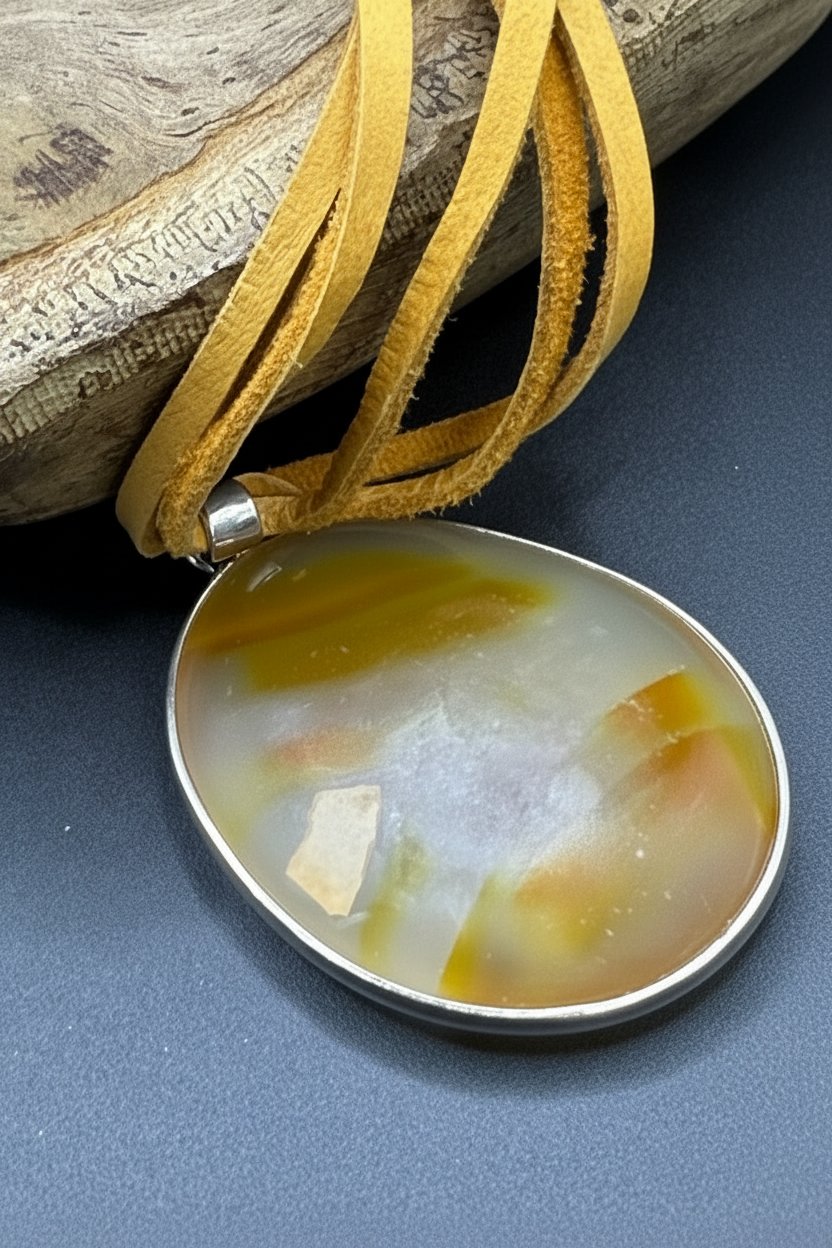 Golden Hour Agate Pendant Necklace