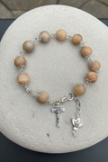 Gemstone Rosary Bracelet • Catholic Decade Prayer Bracelet • Holy Spirit Dove & Crucifix Charm