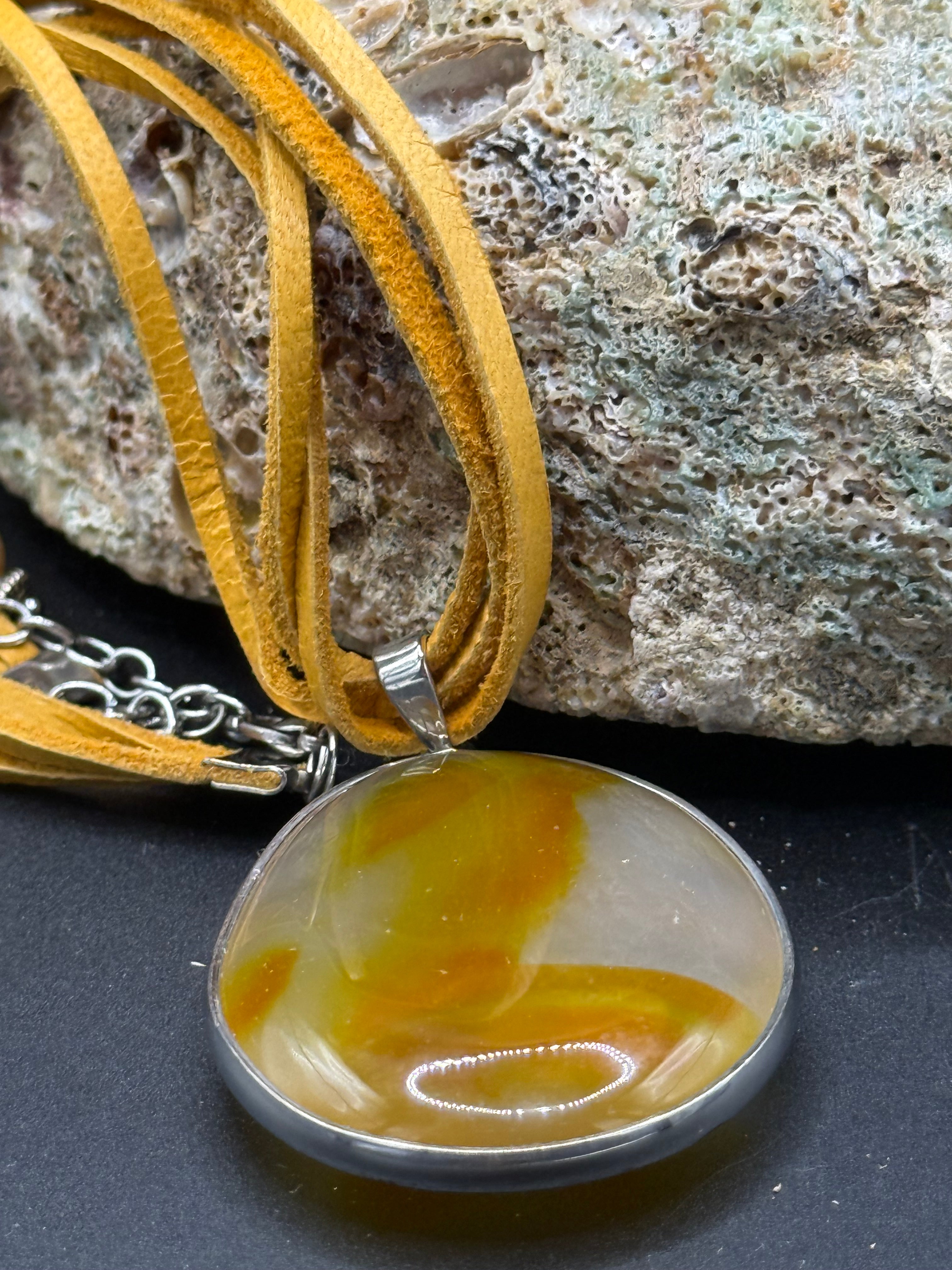 Golden Hour Agate Pendant Necklace