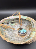 Large Teardrop Labradorite Statement Pendant Necklace – Boho Suede Cord Jewelry