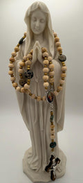 Handmade Green Bead Rosary with Wood & Silver Crucifix – Catholic Prayer Rosary